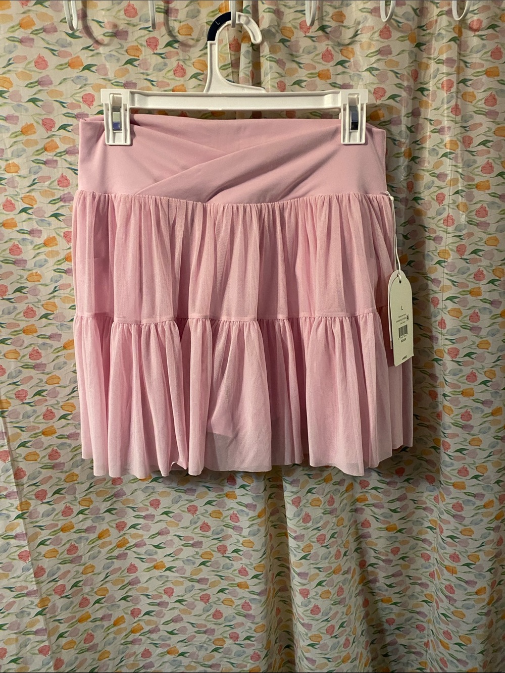 Women's Pink Tiered Mini Skort